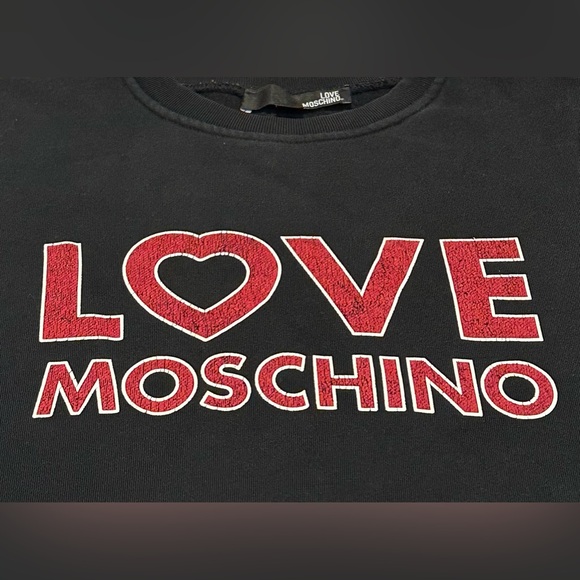 LOVE MOSCHINO black graphic crewneck sweater, untagged fits like small-medium. - Picture 3 of 4